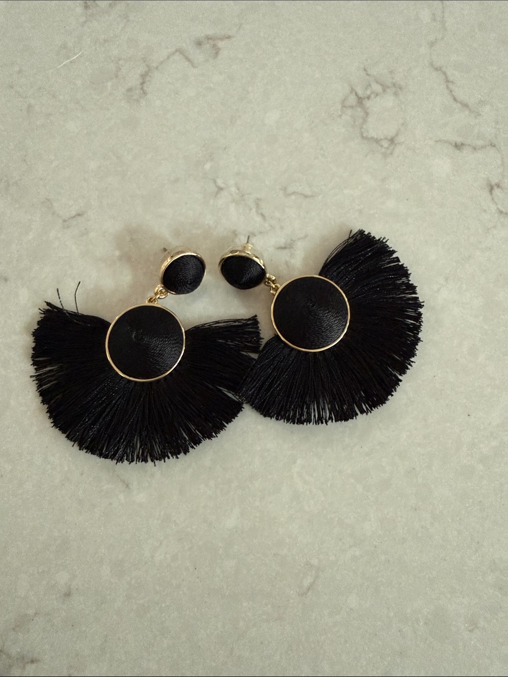 NWOT BaubleBar Black Fringe Statement Drop Earrings